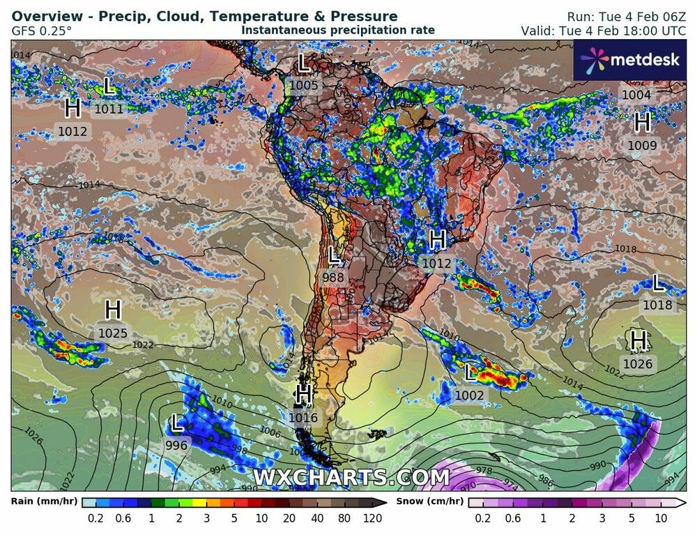 Pronóstico del tiempo para Argentina el 4 de febrero