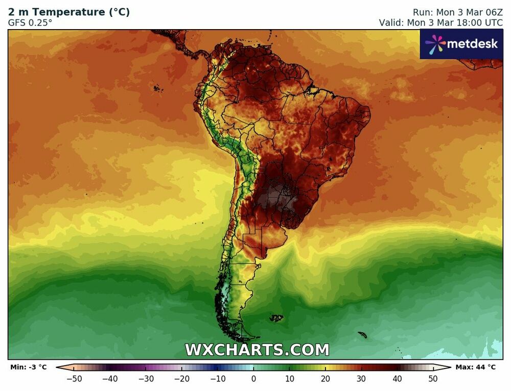 Mapa de Temperaturas en Argentina - 3 de Marzo 2025