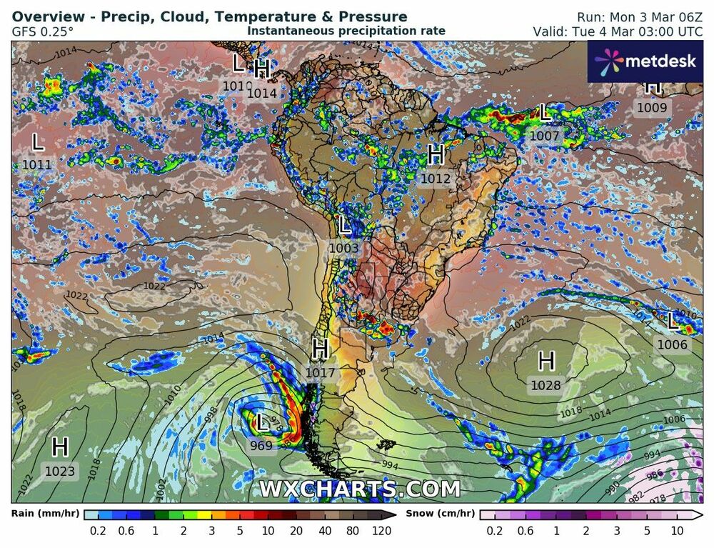 Mapa de Precipitación en Argentina - 3 de Marzo 2025