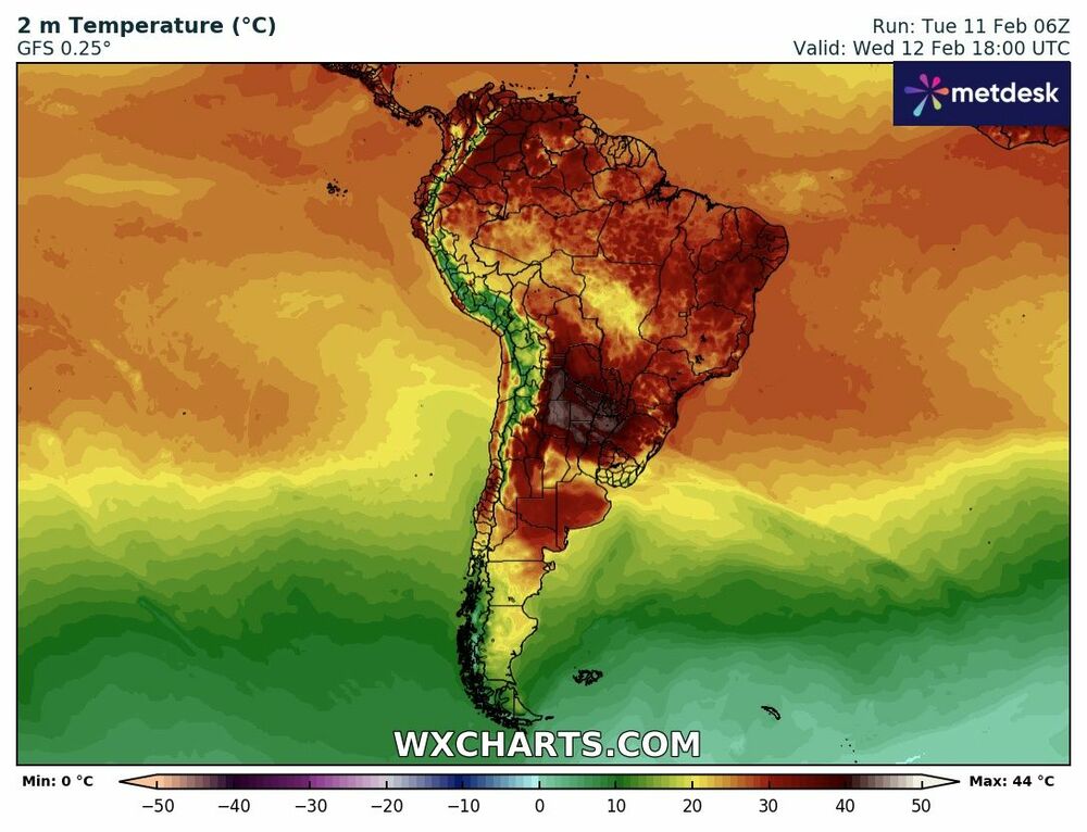 Mapa de Temperaturas en Argentina – 12 de Febrero de 2025